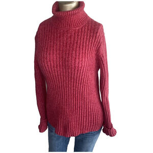 Eddie Bauer Vintage Women Large Pink Salmon Cable Knit Sweater Fisherman